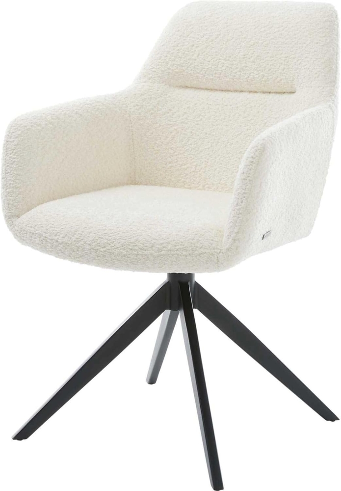 Drehstuhl Pejo-Flex Bouclé Weiß Kreuzgestell breit Schwarz 360° drehbar Wippfunktion Taschenfederkern Bild 1