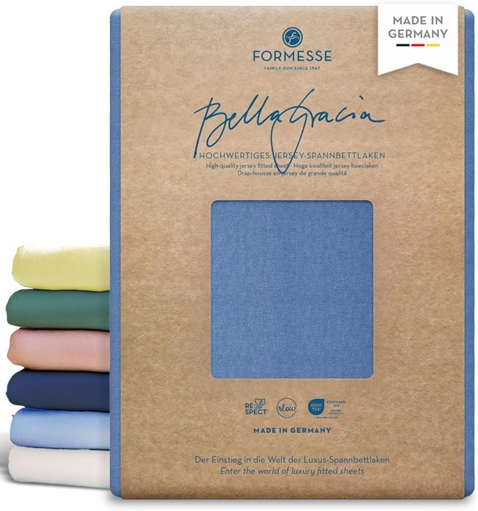 Formesse Jersey Spannbetttuch Bella Gracia|90x190 - 100x220 cm| meeresblauFormesse Jersey Spannbetttuch Bella Gracia Bild 1