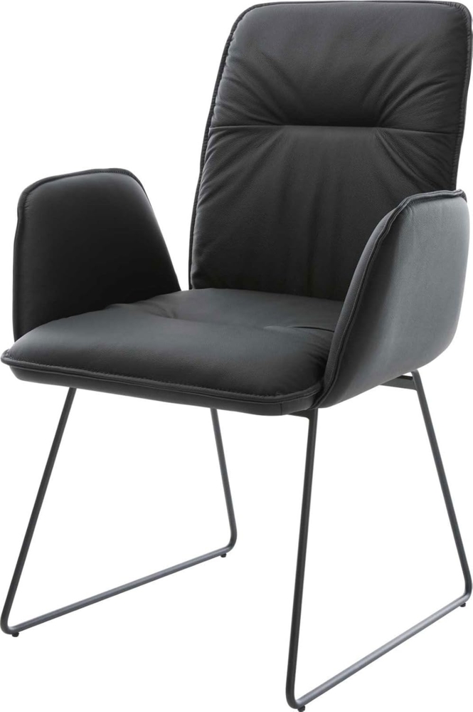 Esszimmerstuhl Vinja-Flex Echt-Leder Schwarz Kufengestell Schwarz Bild 1