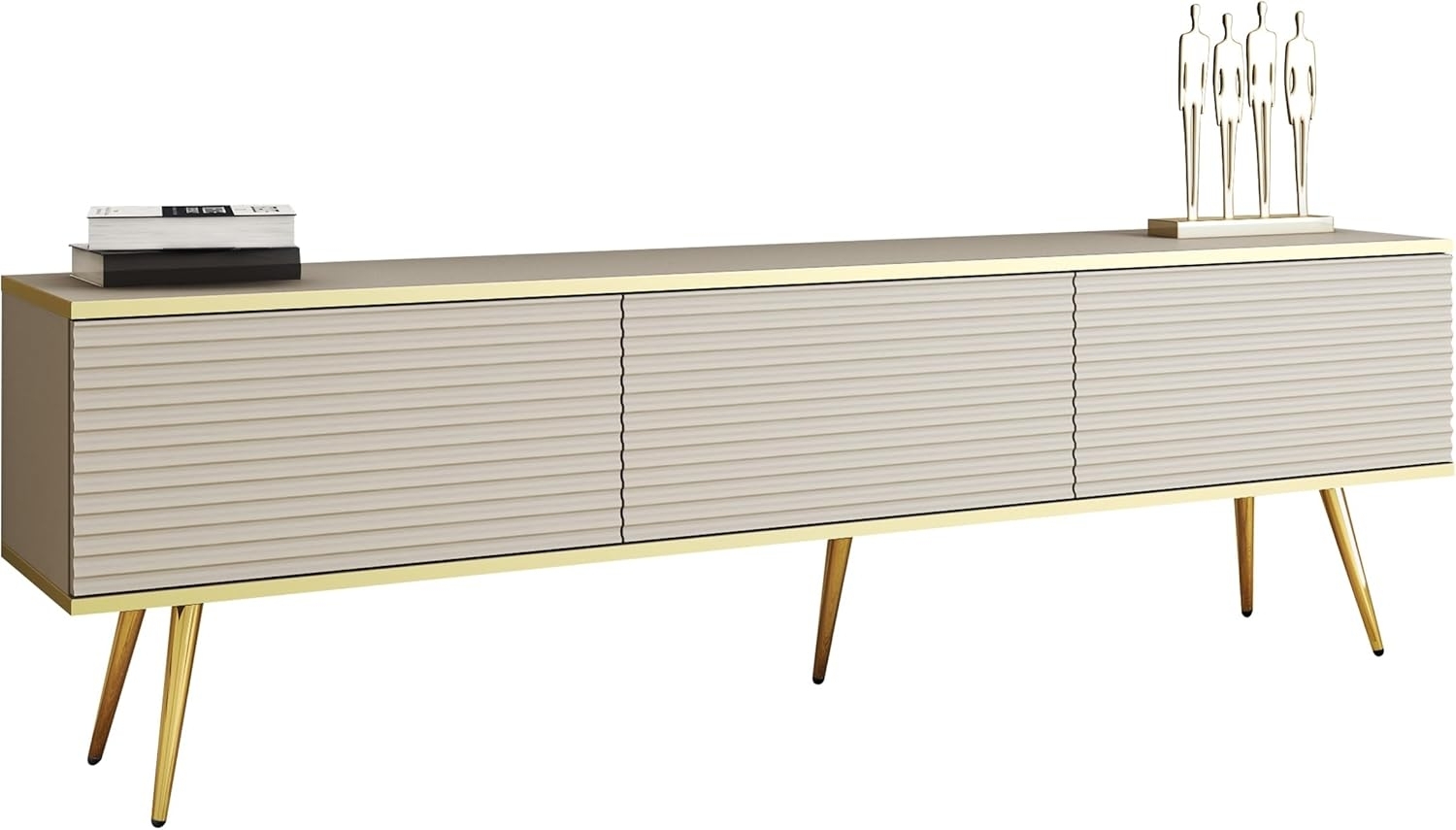 TV Lowboard Orenate MDF 175 mit Füße (Farbe: Beige / Beige + Gold) Bild 1