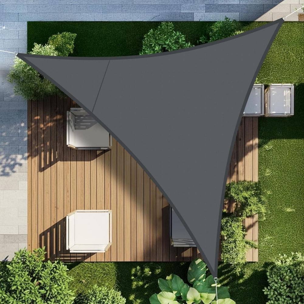 LOVE STORY Sonnensegel Wasserdicht 5 x 5 x 5 m Dreieckig PES Polyester Sonnenschutz Windschutz Balkon Terrasse 95% UV-Schut,für Balkon Garten,Anthrazit Bild 1