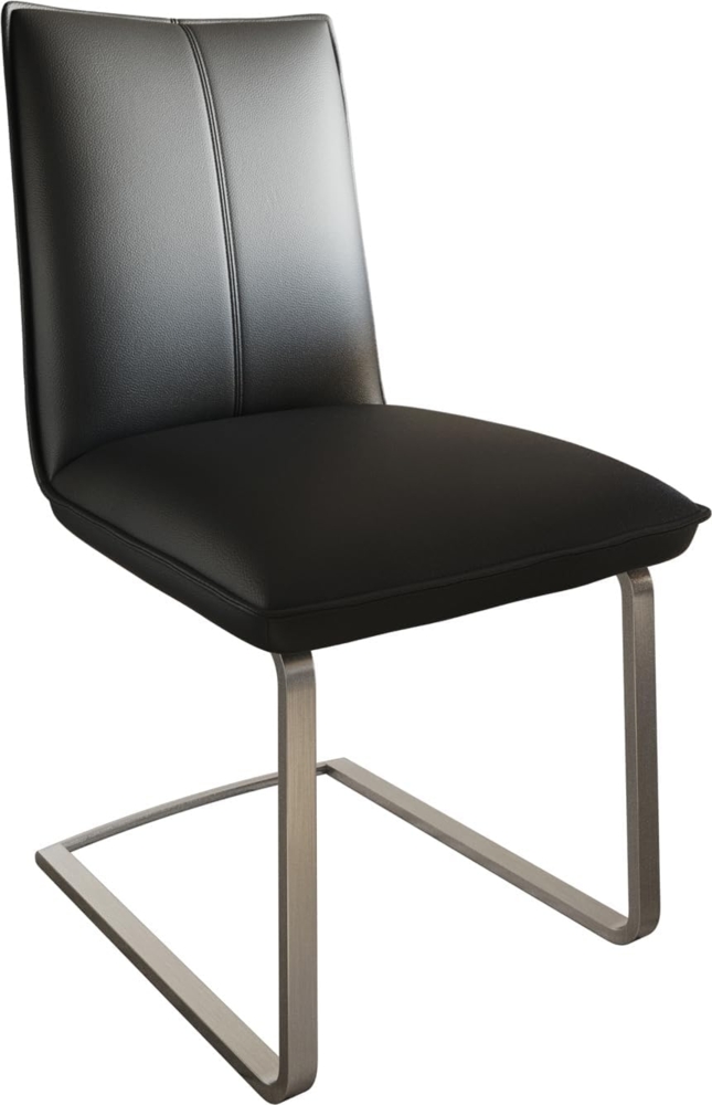 Freischwinger Lelio-Flex Echt-Leder Schwarz Freischwinger flach Edelstahl Taschenfederkern Bild 1