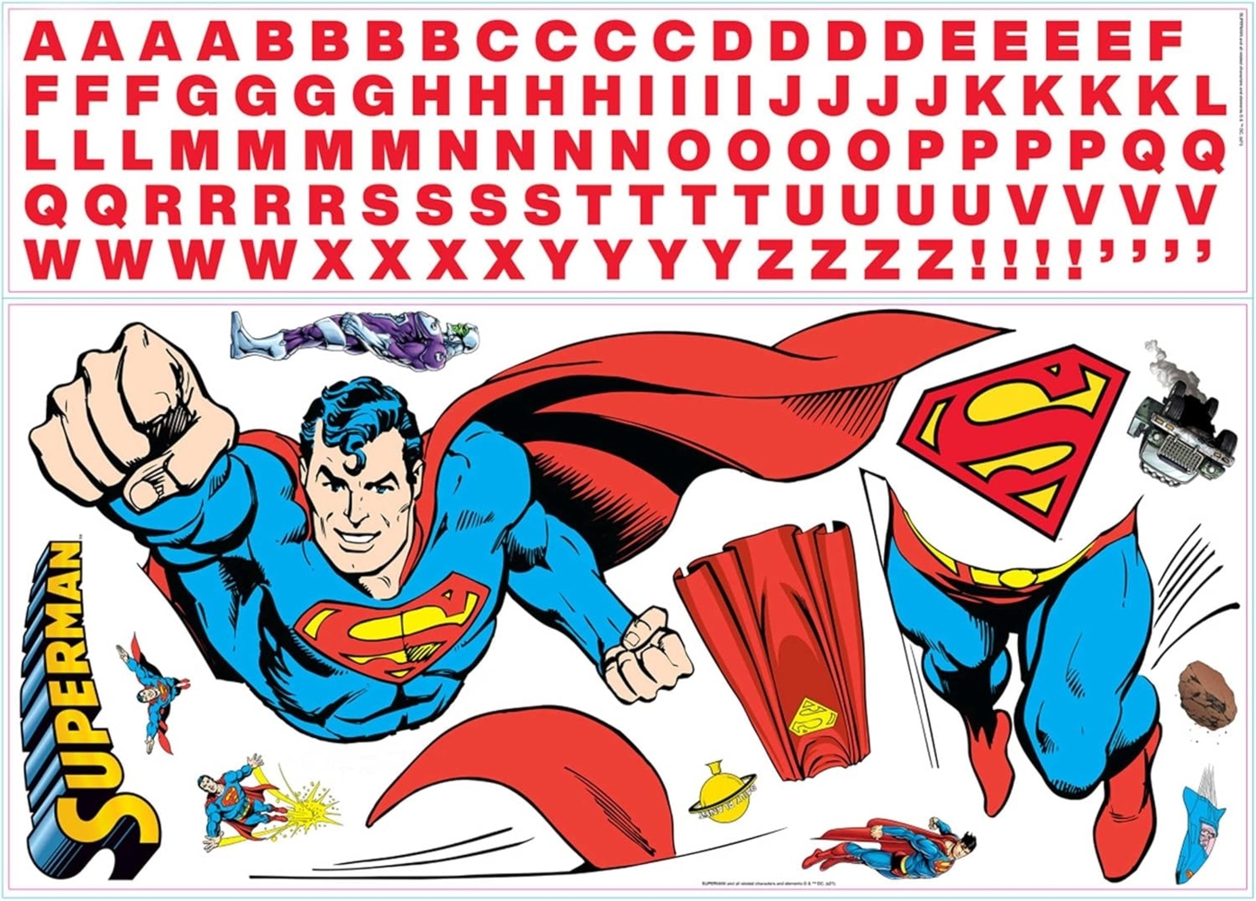 Wandaufkleber Superman Alphabet Vinyl Blau/Rot 126 Stk Bild 1
