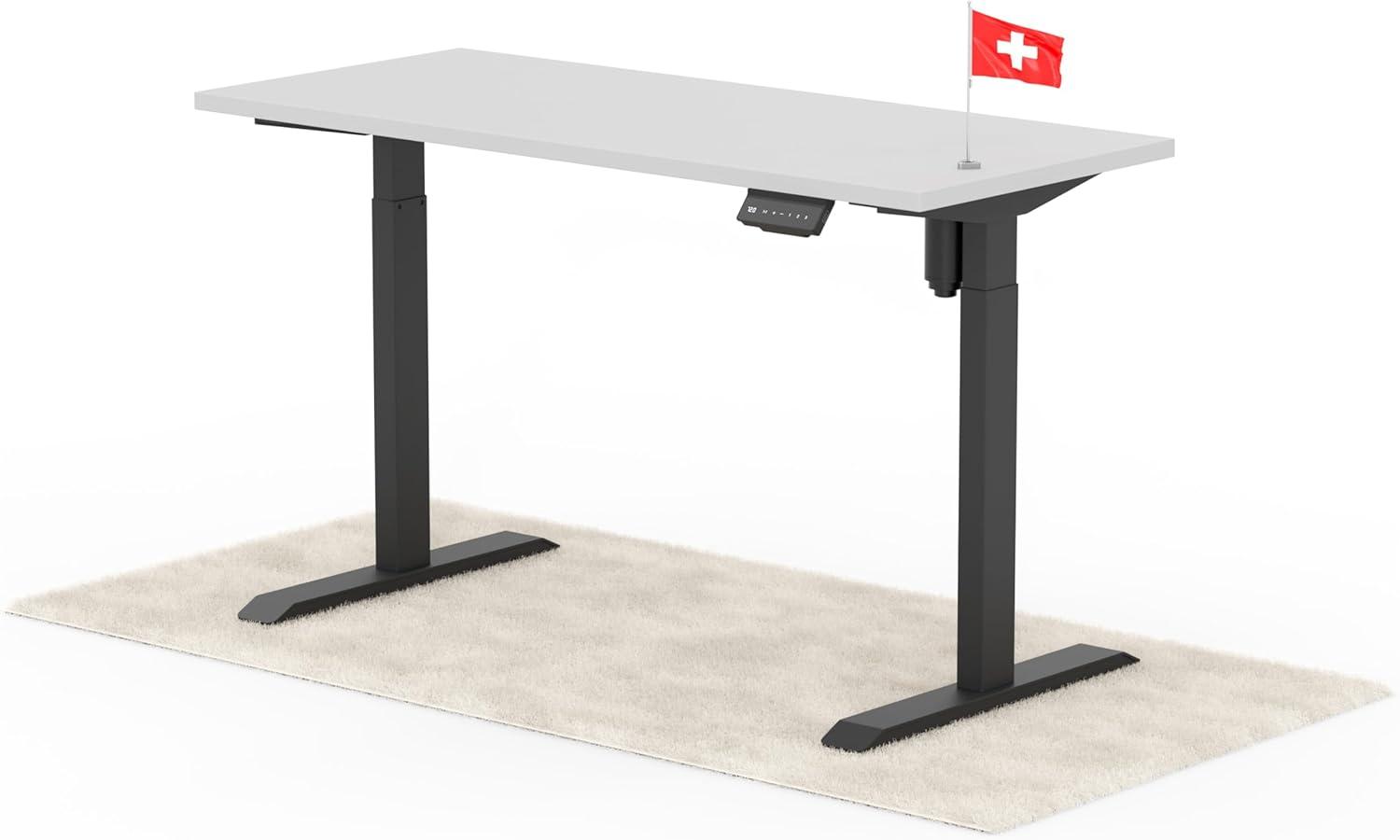 elektrisch höhenverstellbarer Schreibtisch ECO 140 x 60 cm - Gestell Schwarz, Platte Grau Bild 1