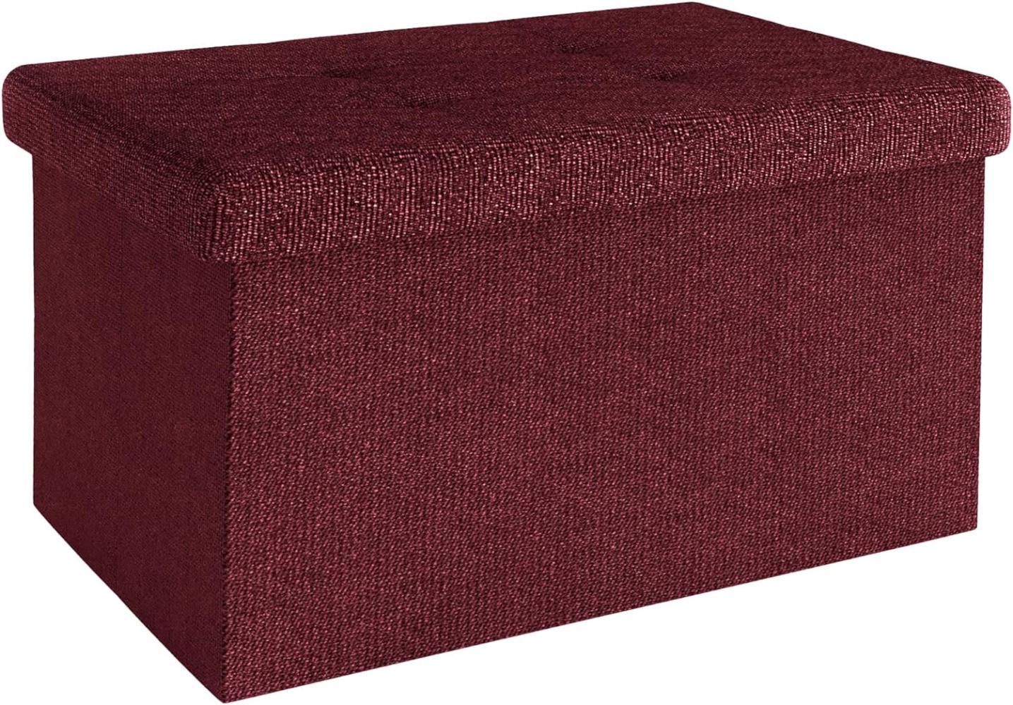 Intirilife Faltbare Sitzbank 49x30x30 cm in KIRSCH ROT - Sitzwürfel mit Stauraum und Deckel aus Stoff mit Mulden - Sitzcube Fußablage Aufbewahrungsbox Truhe Sitzhocker Bild 1