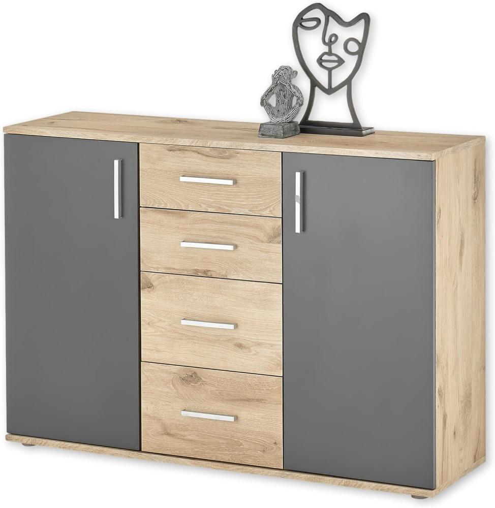 HBZ Kommode BC-Drift-2, Sideboard Stellmaß 120x84x35 cm (1 St), Sideboard mit 2 Türen, 4 Schubkästen, 2 Einlegeböden Bild 1