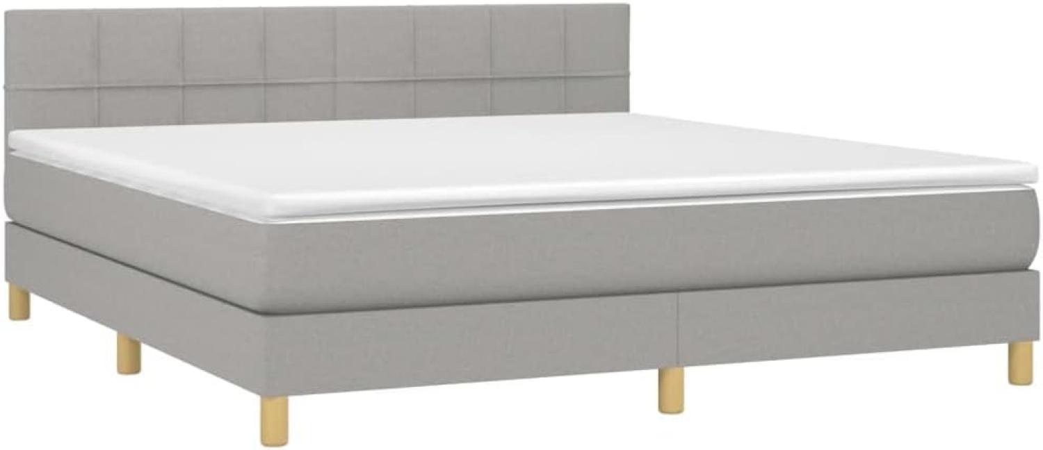 vidaXL Boxspringbett mit Matratze Hellgrau 180x200 cm Stoff 3140633 Bild 1