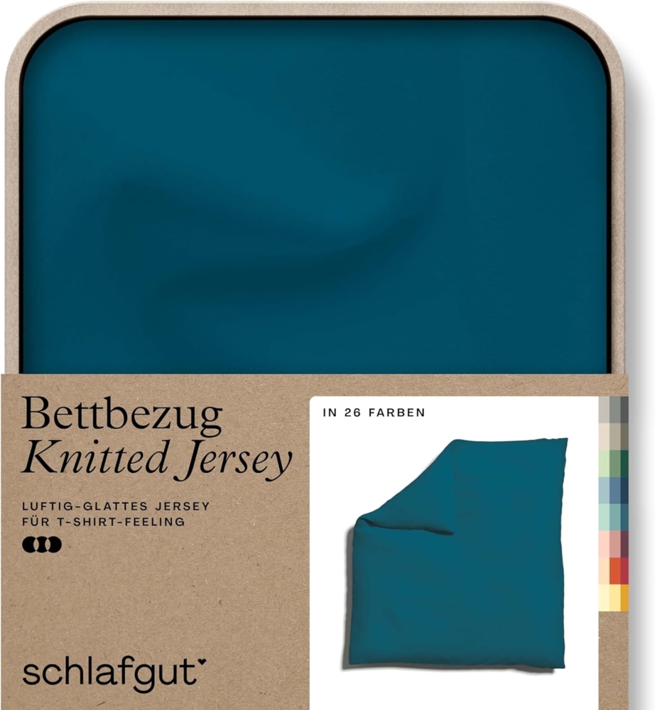 Schlafgut Knitted Jersey Bettwäsche | Bettbezug einzeln 240x220 cm | petrol-deep Bild 1