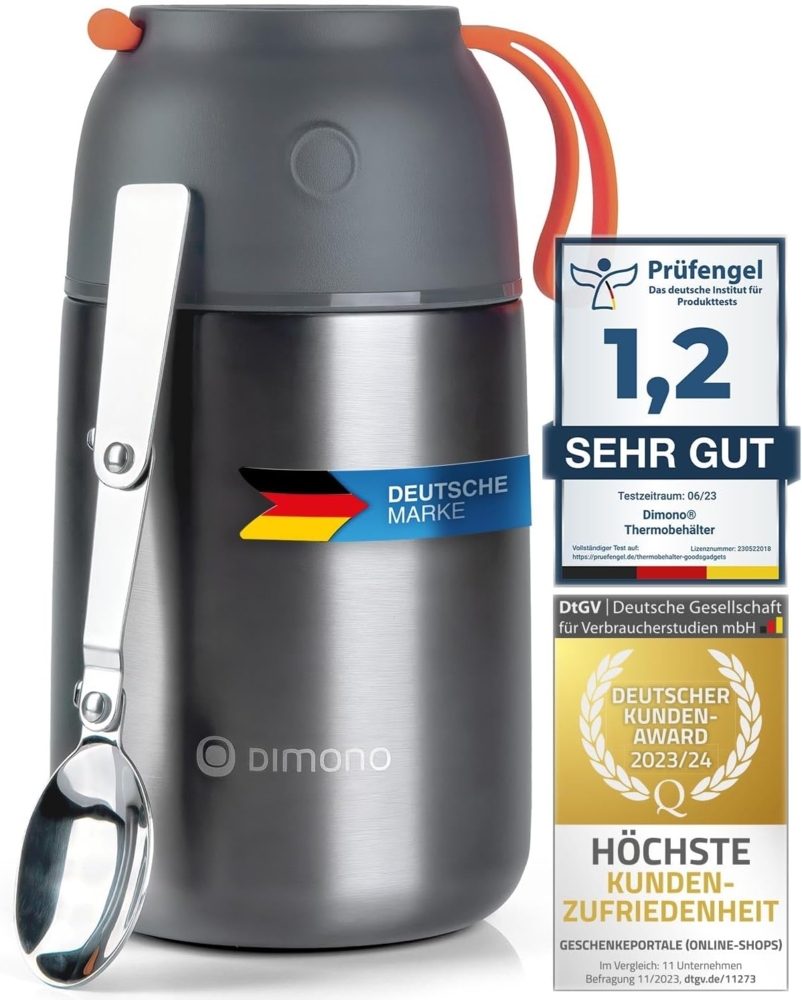 Dimono Thermobehälter Warmhaltebehälter, Edelstahl, (to-Go Lebensmittelbehälter, Essensbehälter für unterwegs) Bild 1