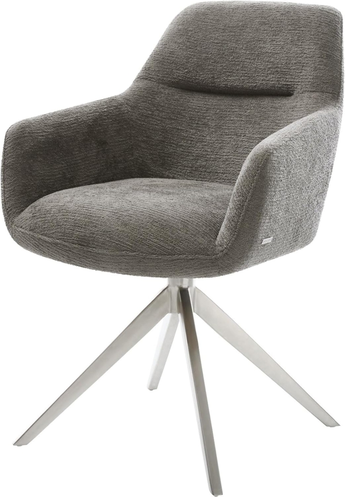 Drehstuhl Pejo-Flex Bouclé Soft Schlamm Kreuzgestell breit Edelstahl 360° drehbar Wippfunktion Taschenfederkern Bild 1