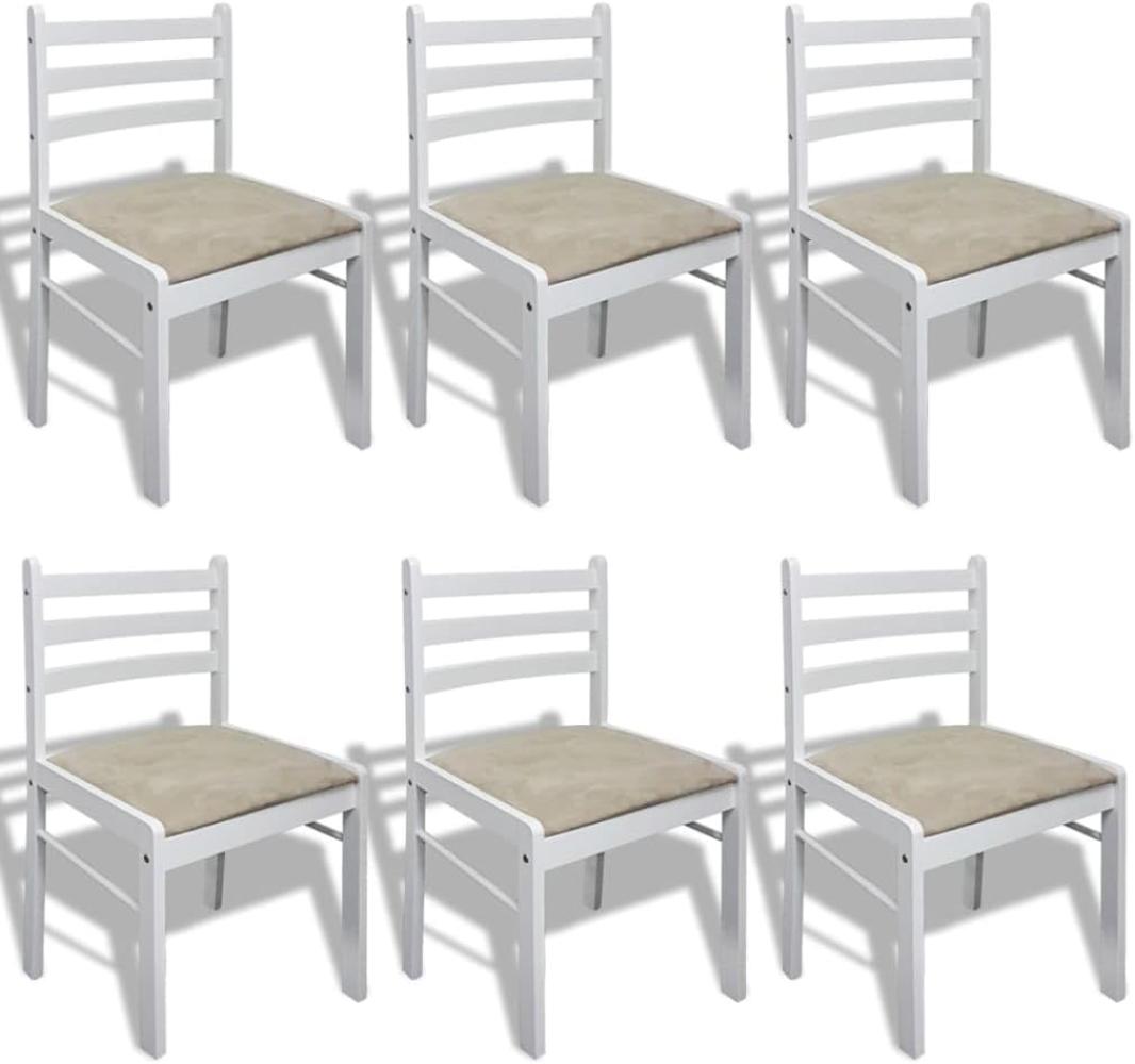 Esszimmerstühle 6 Stk. Massivholz weiß und Samt, 44 x 45 x 81 cm Bild 1