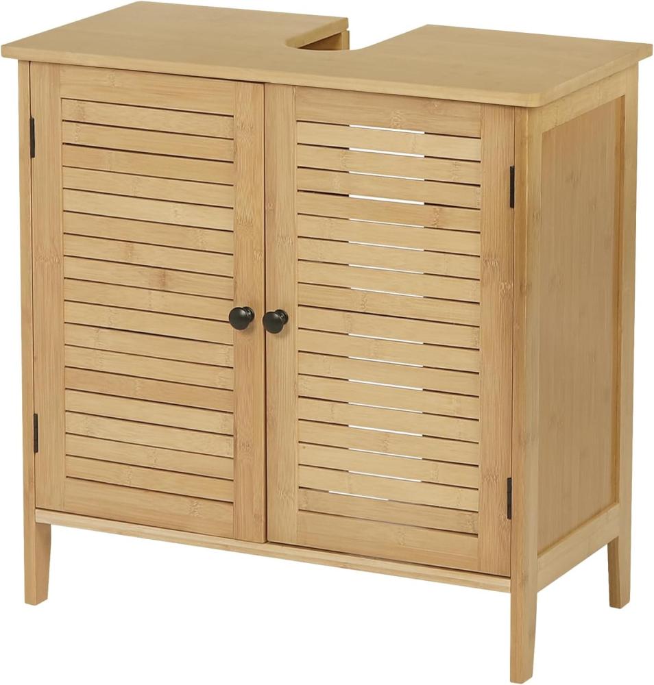 EUGAD Waschbeckenunterschrank Unterschrank Badezimmerschrank Waschtisch Badschrank mit 2 Türe 60 x 30 x 60 cm Bambus Bild 1