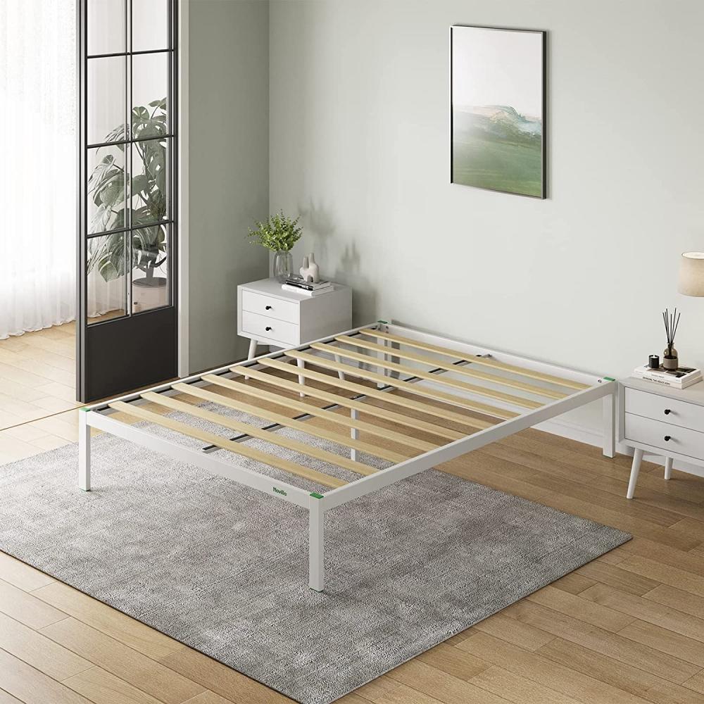 Novilla Metallbett Metallrahmenbett mit Lattenrost Bettgestell Für Erwachsene Kinder Jugendliche 180x200 cm Weiß Bild 1