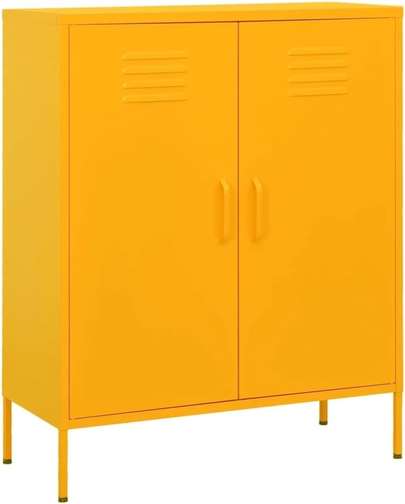vidaXL Lagerschrank Sideboard Kommode Anrichte Stahlschrank Schrank Beistellschrank Mehrzweckschrank Bücherschrank Standschrank Senfgelb 80 x 35 x 101,5 cm Stahl Bild 1