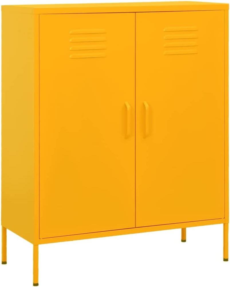 vidaXL Lagerschrank Sideboard Kommode Anrichte Stahlschrank Schrank Beistellschrank Mehrzweckschrank Bücherschrank Standschrank Senfgelb 80 x 35 x 101,5 cm Stahl Bild 1