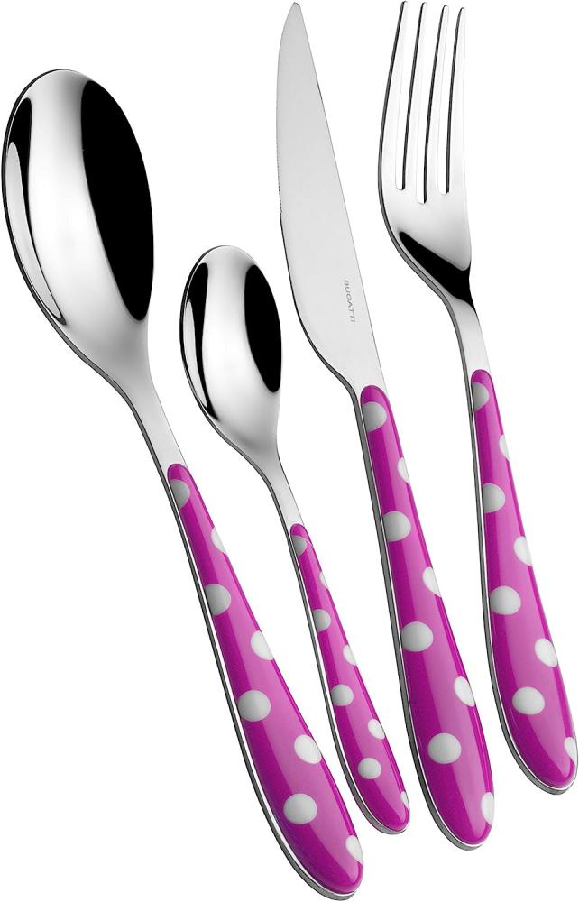 Bugatti BESTECK 24 TEILIG Set Edelstahl 18-10 (DE) POIS Decor Shot Shots Fuchsia, SECHS Stellen Bild 1