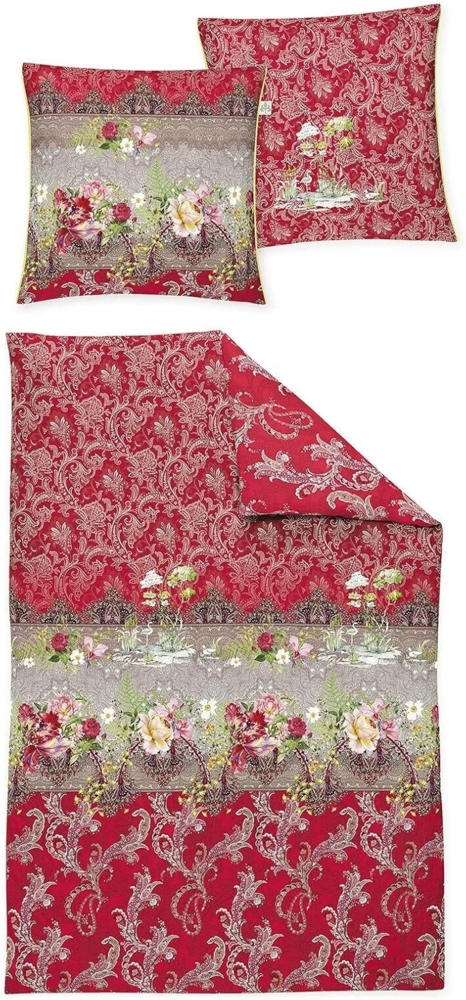 Irisette Mako-Satin Bettwäsche Set Glamour-K 8846 rot 135x200 cm + 1 Kissenbezug 80x80 cm Bild 1