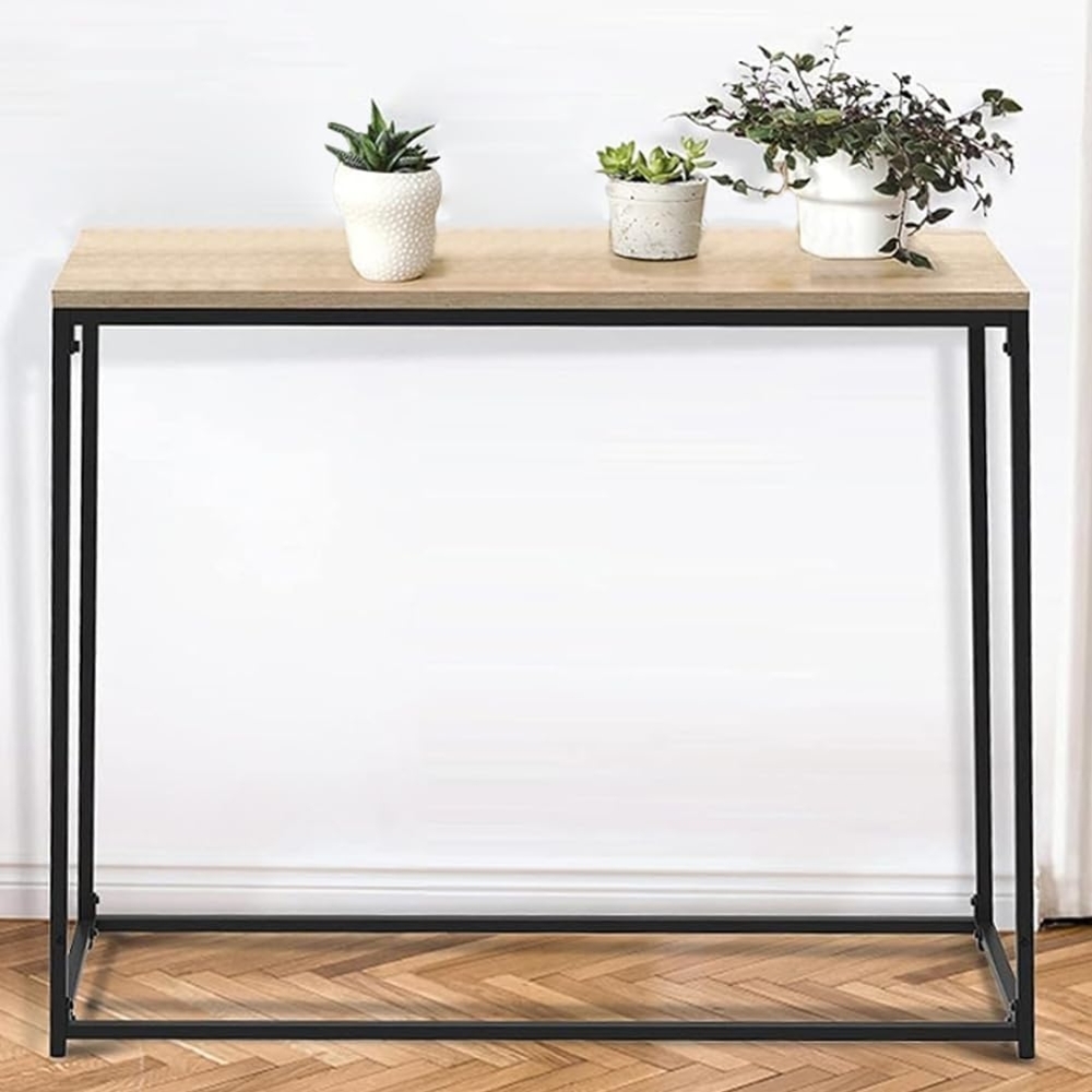 BAKAJI Konsole für Eingang, Wohnzimmer, schmaler Tisch aus Holz und Metallrahmen, Standard Bild 1