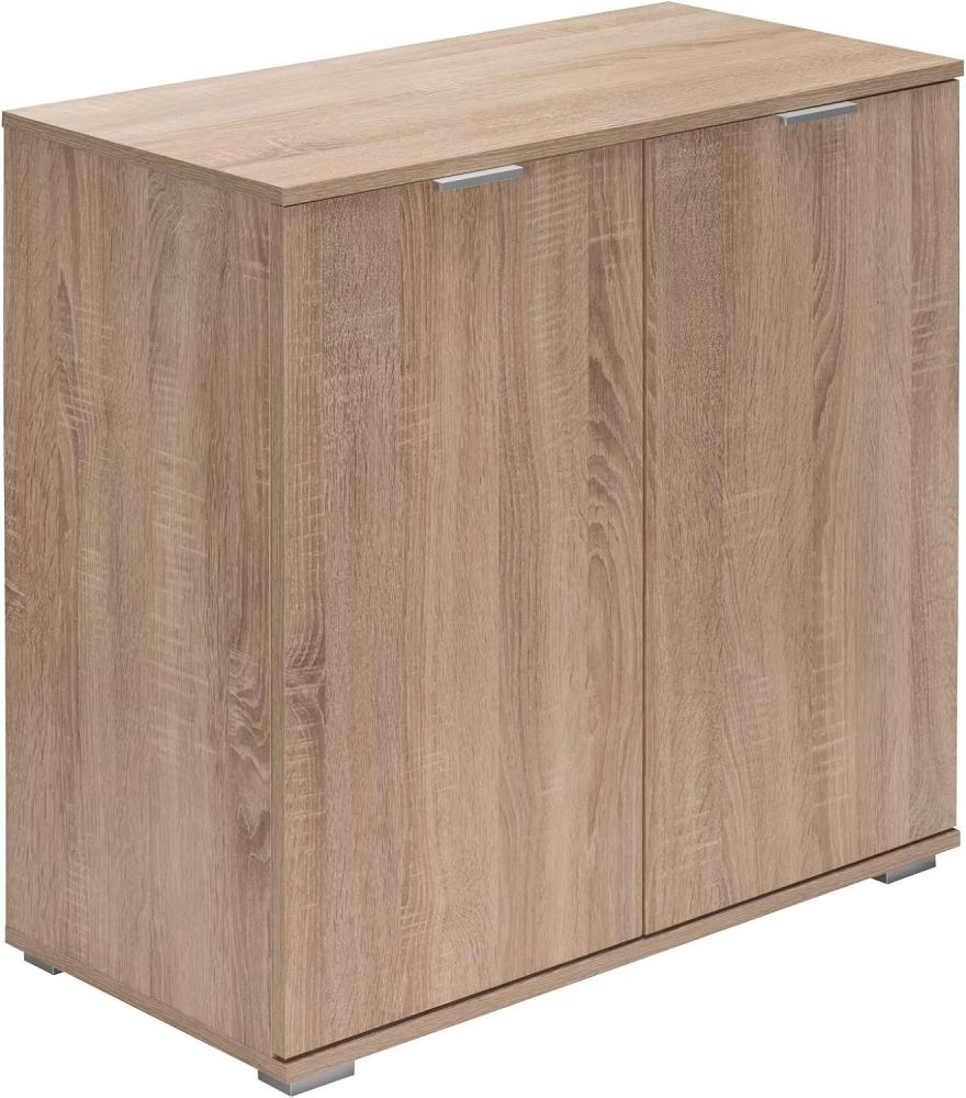 Deuba Kommode Alba mit 2 Türen 71x74x35 cm Modern Flur Wohnzimmer Sideboard Anrichte Mehrzweckschrank Eiche Bild 1