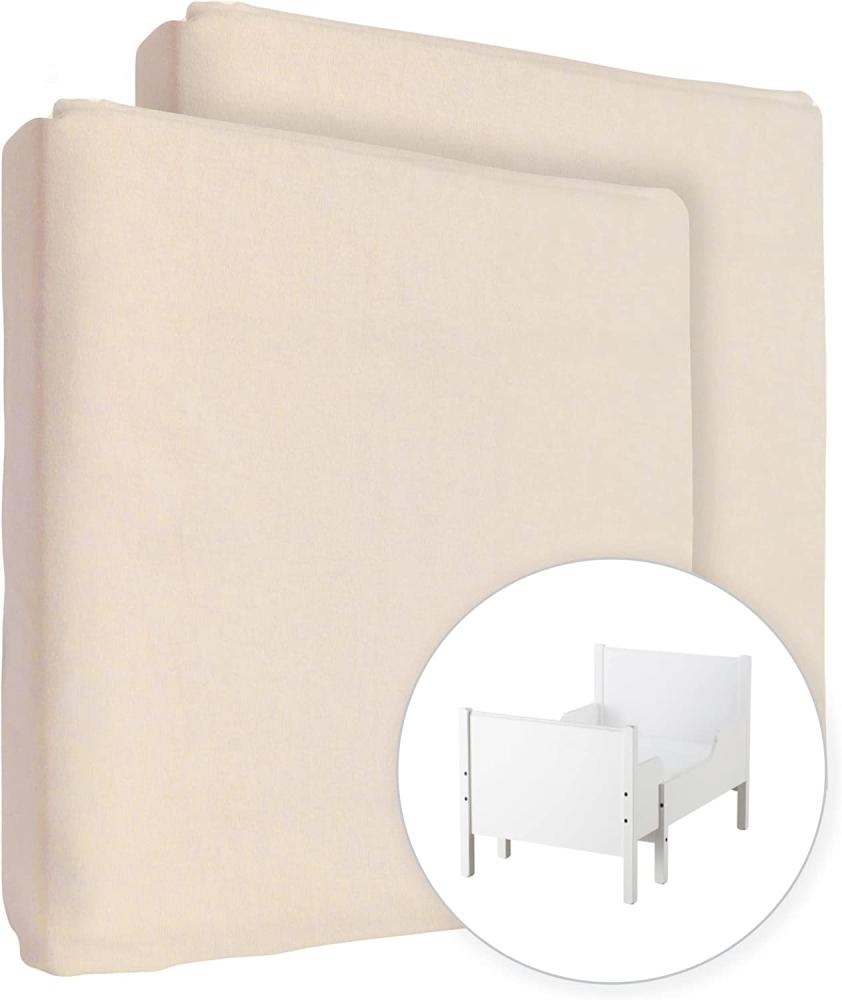 2X Jersey 100% Baumwolle Spannbettlaken für 130x80 cm Ausziehbare Kleinkind Baby Kinderbett Bett Matratze (Creme) Bild 1