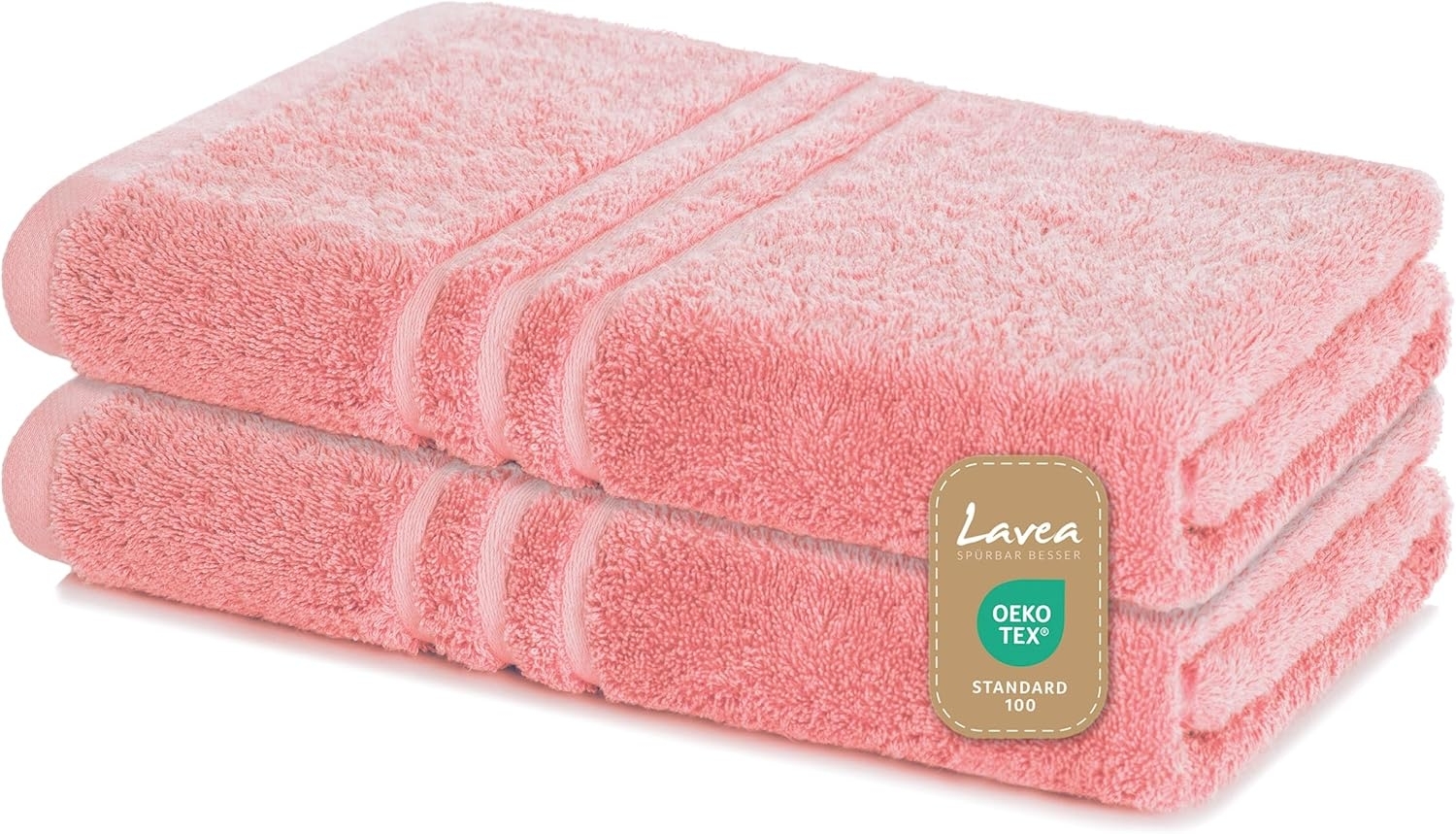 Lavea 2er Set Duschtuch 70x140 cm, Frottierserie Elena, Pastellrosa Bild 1