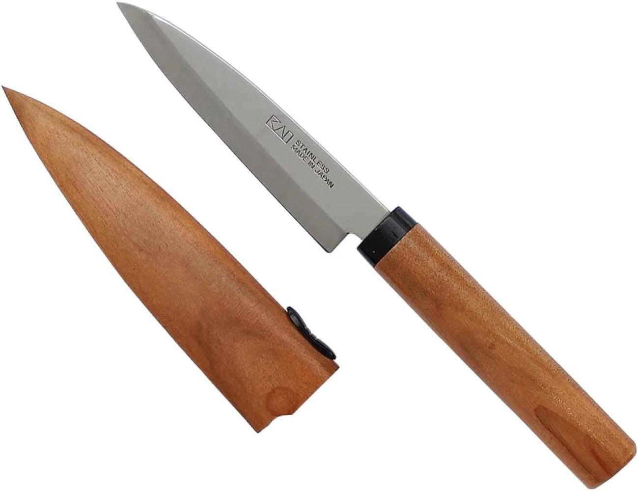 Kai Select Utensilien Früchtemesser mit Holzscheide, Schälmesser, Obstmesser, Messer, 12 cm, DG-3002 Bild 1