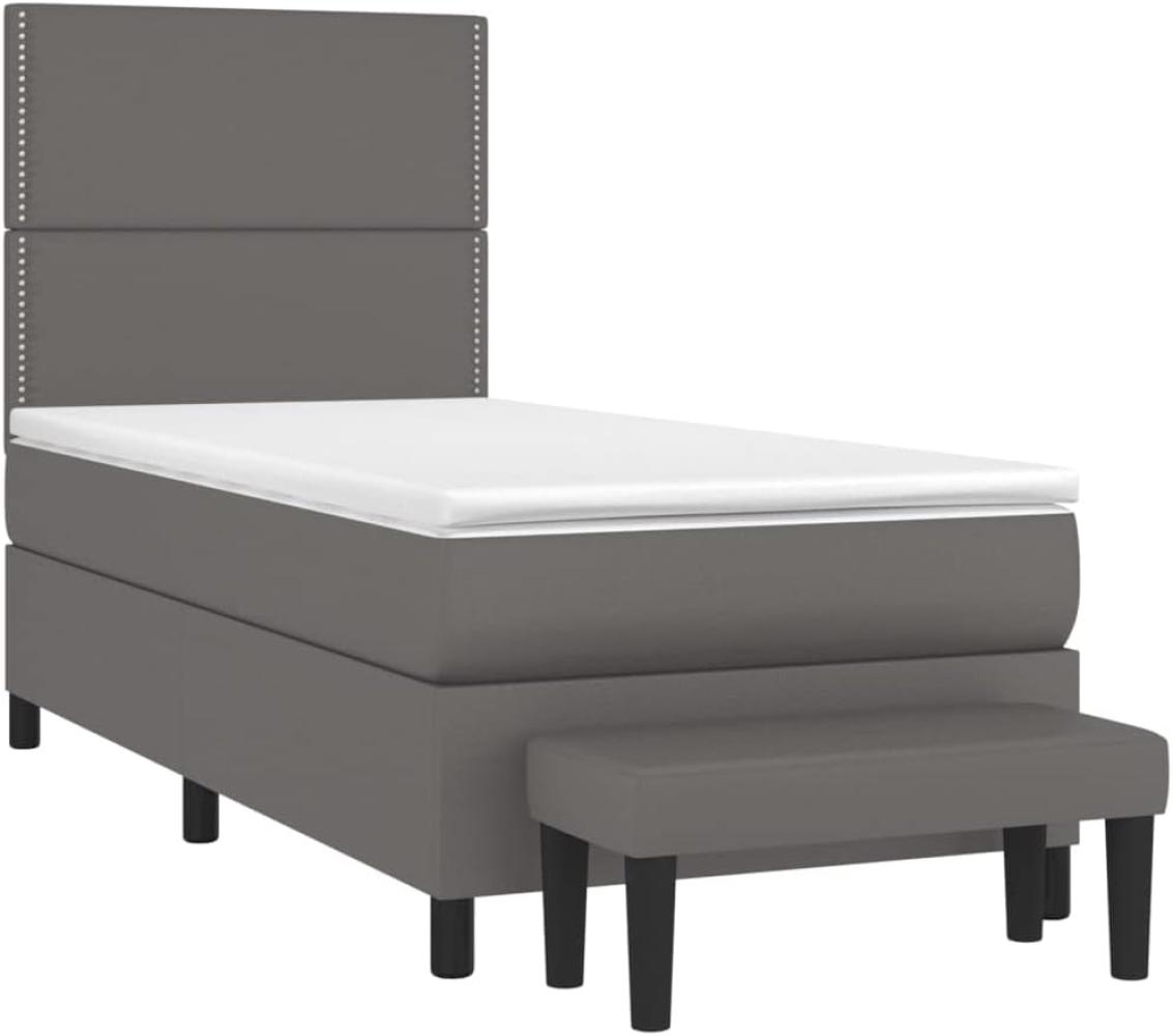 vidaXL Boxspringbett mit Matratze Grau 80x200 cm Kunstleder 3137573 Bild 1