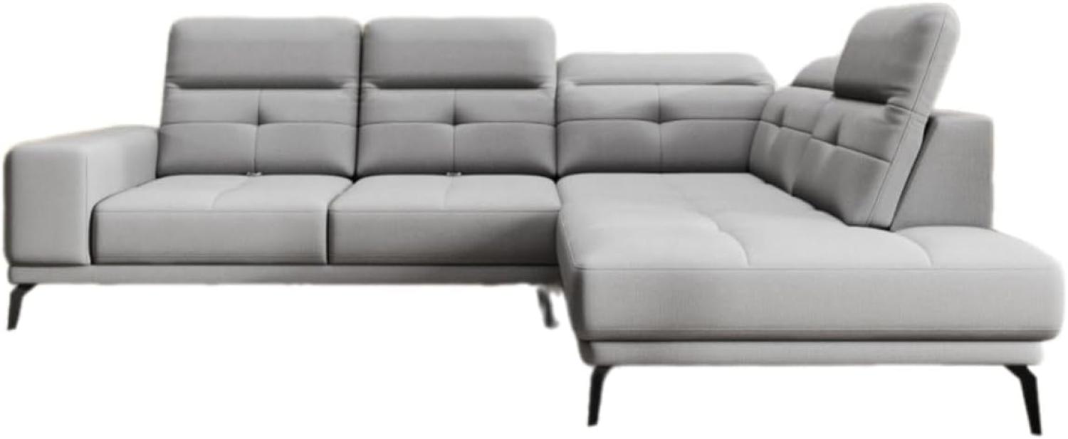 Designer Sofa Isabella mit verstellbarer Kopf- und Rückenlehne Stoff Grau Rechts Bild 1