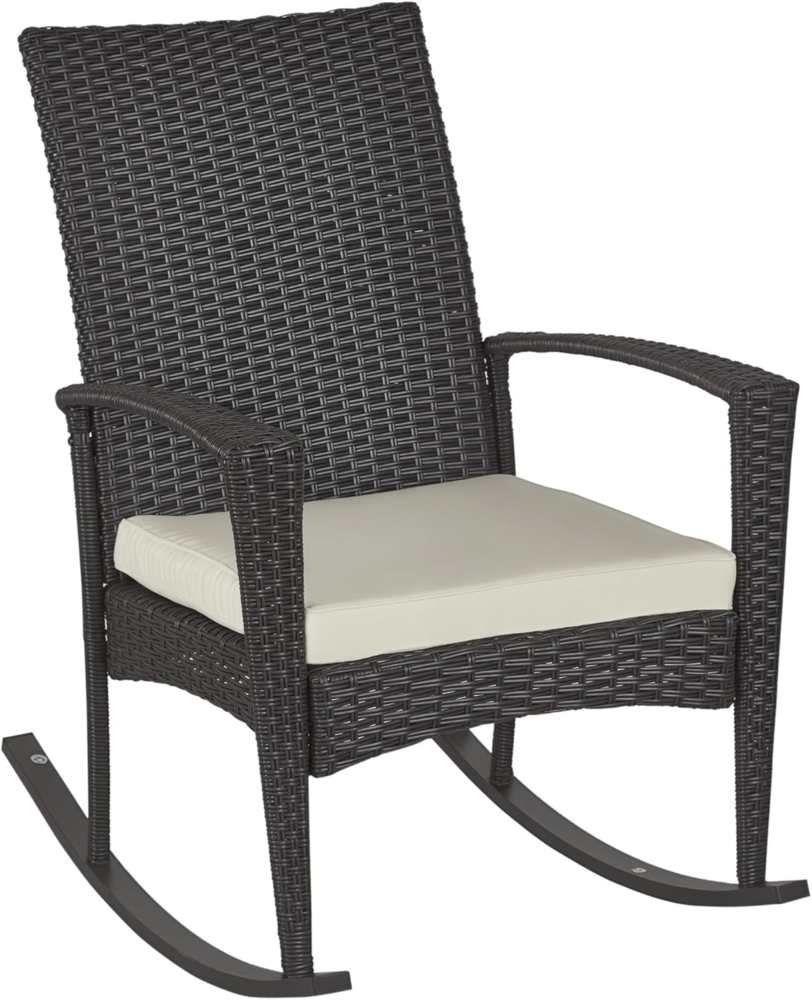 Outsunny Schaukelstuhl Polyrattan Schaukelstuhl mit Kissen Bild 1