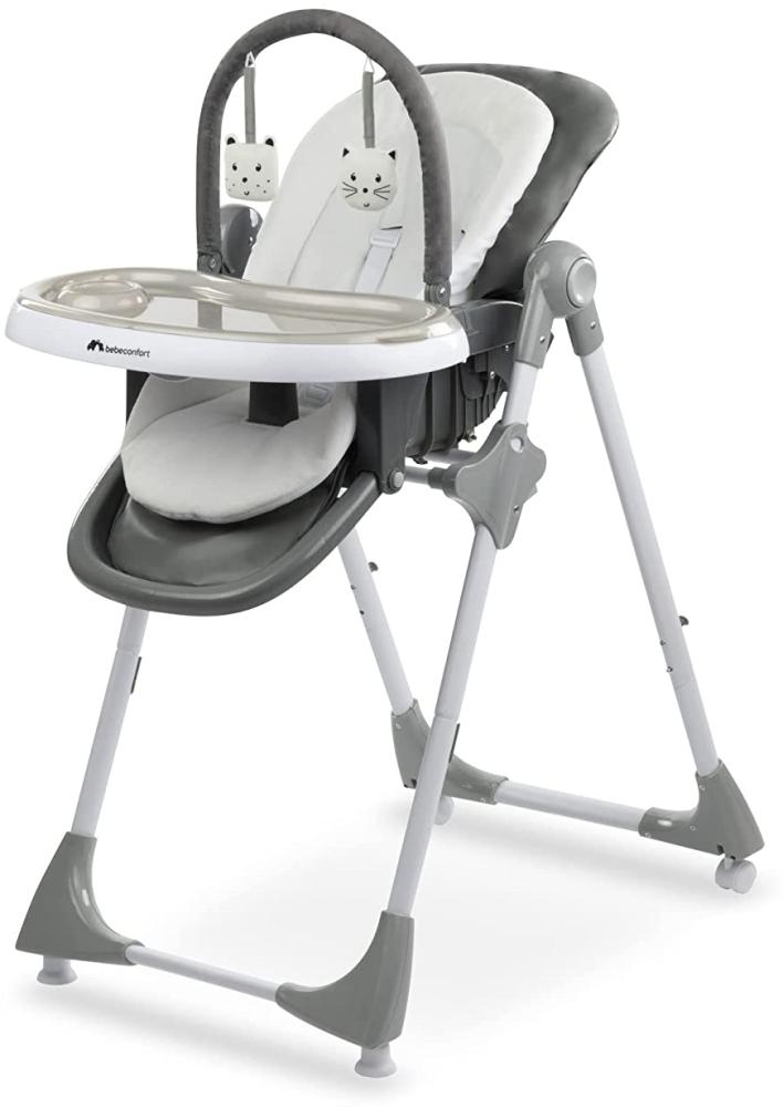 Bebeconfort Kiwi, 3-in-1-Hochstuhl, mit verstellbarer Rückenlehne und Fußstütze, inklusive Tisch mit abnehmbarem Tablett und Spielbogen, Grey Mist Bild 1