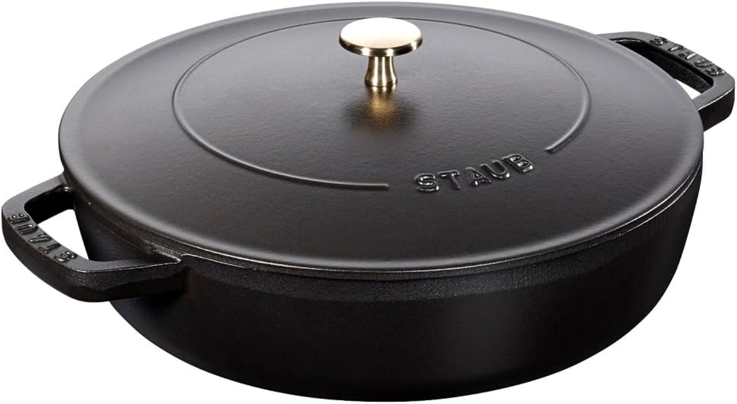 STAUB Gusseisen Bräter, Rund 24 cm, 2,5 L, Chistera Tropfenstruktur im Deckel für optimale Befeuchtung/Aromaregen, Für alle Herdarten geeignet inkl. Induktion & Backofen, Schwarz Bild 1