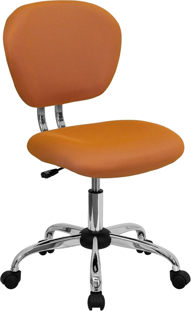 Flash Furniture Beverly Bürostuhl mit mittlerer Rückenlehne, Netzstoff, gepolstert, Drehstuhl mit Chromsockel, Orange Bild 1