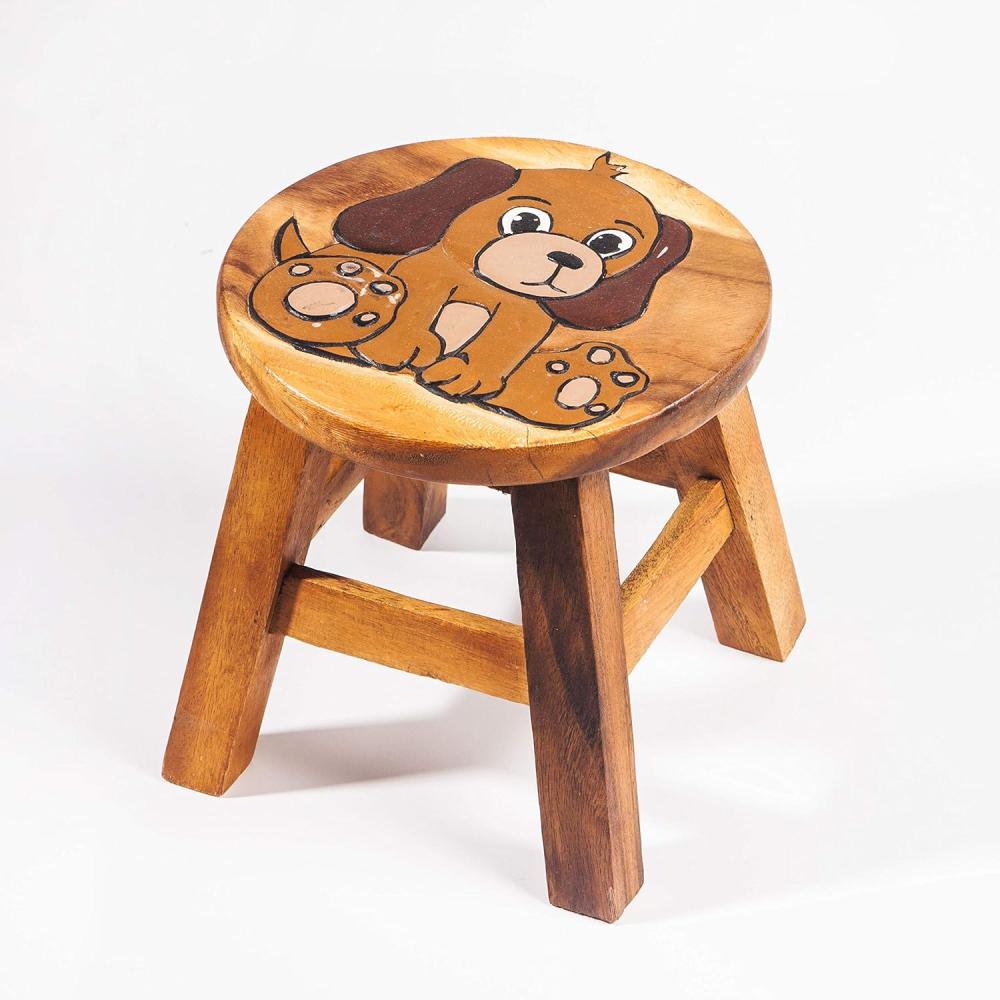 Kinderhocker mit Tiermotiv 'Hund' braun Bild 1