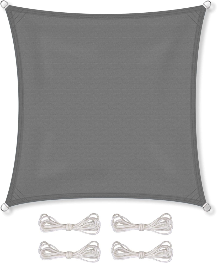 CelinaSun Sonnensegel inkl Befestigungsseile Premium PES Polyester wasserabweisend imprägniert Quadrat 4x4 m anthrazit Bild 1