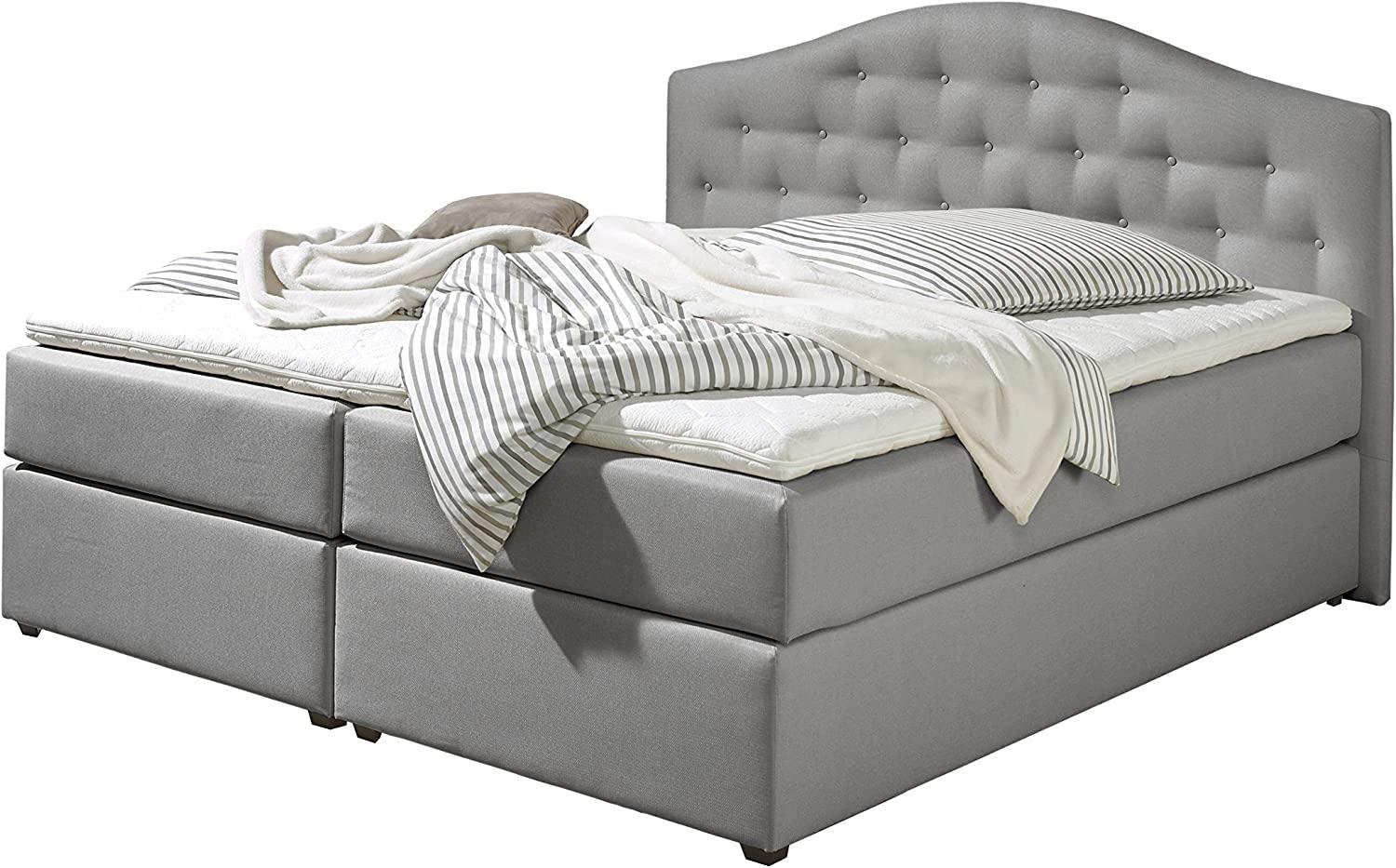 Maintal Boxspringbett Amber, 180 x 200 cm, Stoff, 7-Zonen-Taschenfederkern Matratze h3, Grau Bild 1