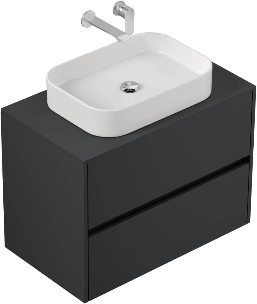 Badmöbel Taifun 80cm mit rechteckigem Aufsatzwaschbecken grafit : Grafit Bild 1
