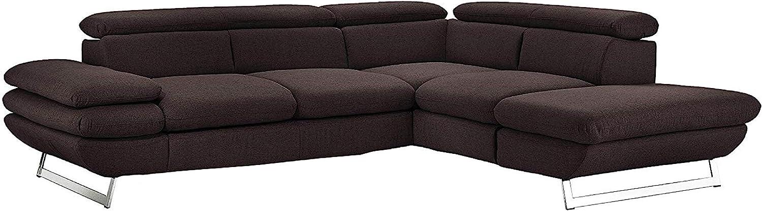 Mivano Ecksofa Prestige, Modernes Bettsofa in L-Form mit Ottomane und Schlaffunktion, Kopfteile und Armteil verstellbar, 265 x 74 x 223, Strukturstoff, anthrazit Bild 1