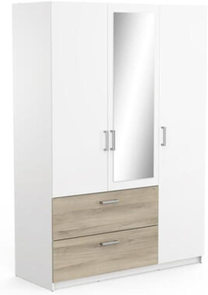 Kleiderschrank >Ready2< in Eiche/weiss aus Holzwerkstoff - 134x192x51cm (BxHxT) Bild 1