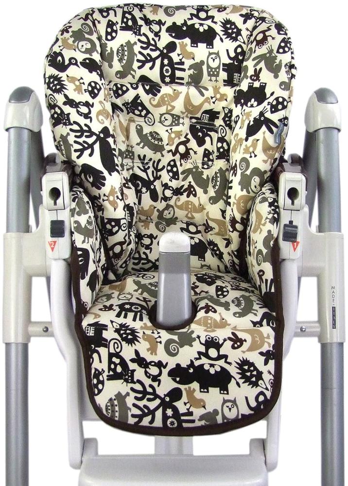 Bambiniwelt Sitzkissen Ersatzbezug für Peg Perego Prima Pappa Diner *24 FARBEN* NEU (Beige Braune Tiere) XX Bild 1