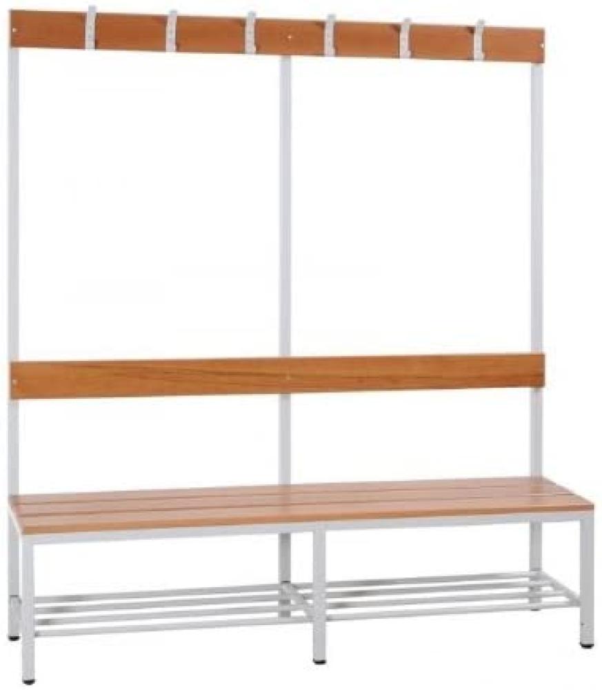 Sitzbankgarderobe einseitige Ausführung 400-1825 x 1600 x 400 mm RAL 7035 Lichtgrau/Buche 806110 Bild 1