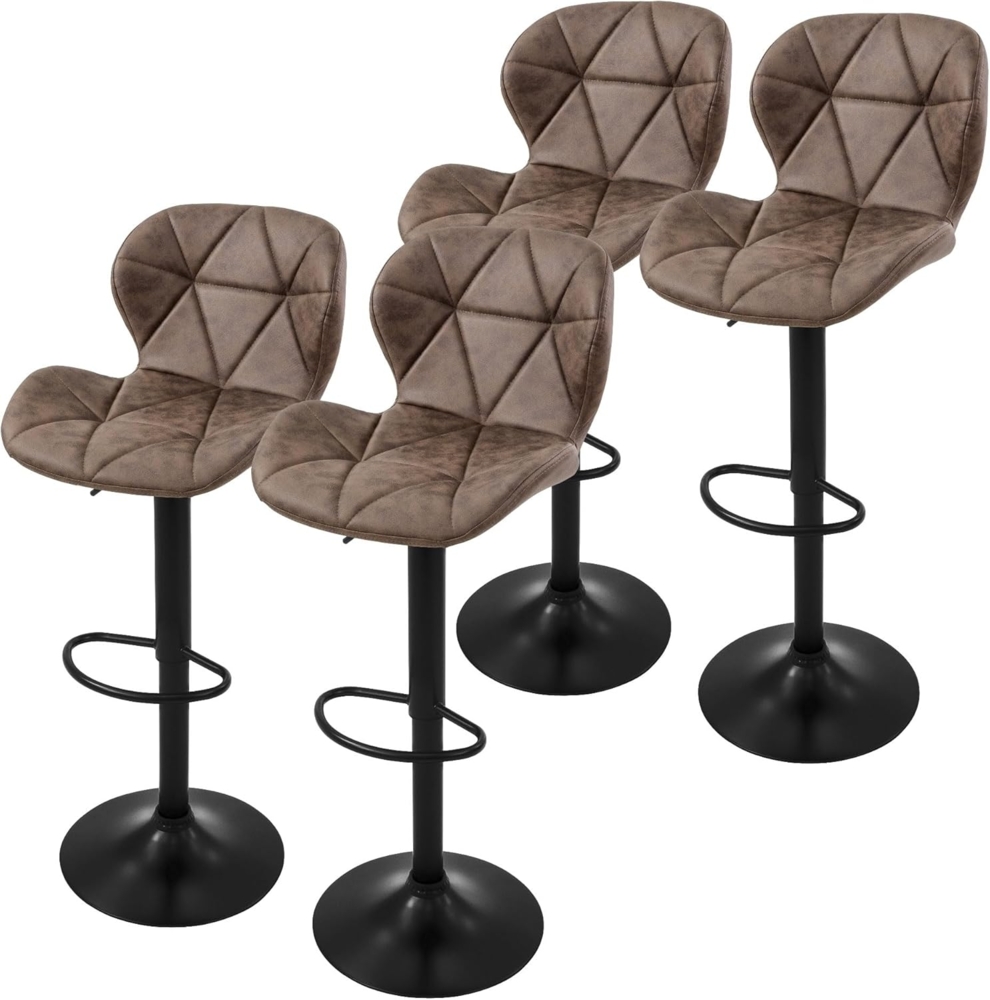 ML-DESIGN Barhocker Gepolsterter Barstuhl mit Rückenlehne und Fußstütze, 360° drehbar (4 St), Bistrohocker aus Kunstleder, Braun, Drehstuhl Hocker Tresenhocker Bild 1