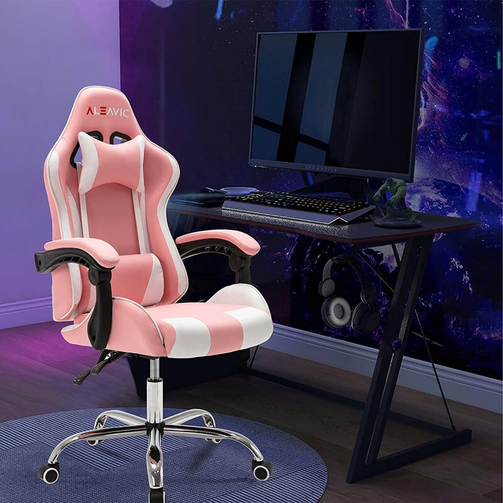 ALEAVIC Gaming Stuhl Ergonomischer Bürostuhl mit Hoher Rückenlehne Computer Stuhl Racing Stuhl Drehen und neigen. (Pink) Bild 1