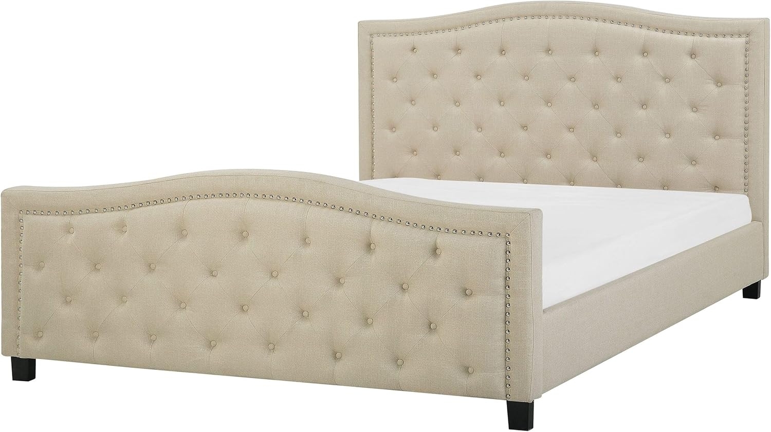 Polsterbett 'AUREL' Leinenoptik beige Lattenrost 180x200 cm Bild 1