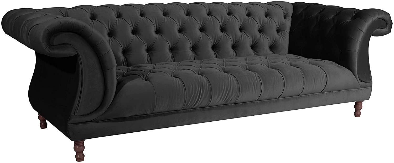 Ivette Sofa 3-Sitzer Samtvelours Schwarz Buche Nussbaumfarben Bild 1