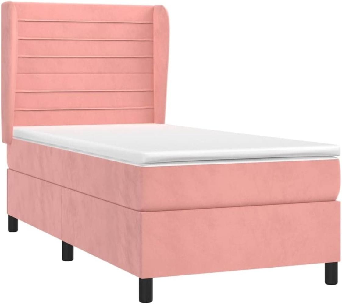 vidaXL Boxspringbett mit Matratze Rosa 90x190 cm Samt 3129248 Bild 1