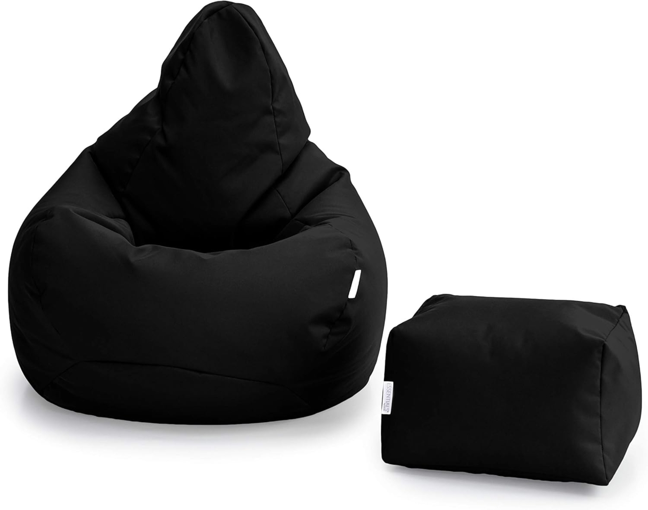 Loft 25 Gaming Sitzsack Outdoor | Gaming Sessel für den Innenbereich des Wohnzimmers im Freien | Wasserbeständig | Ergonomisches Design zur Körperunterstützung | Langlebig (Schwarz, Sitzsack Set) Bild 1