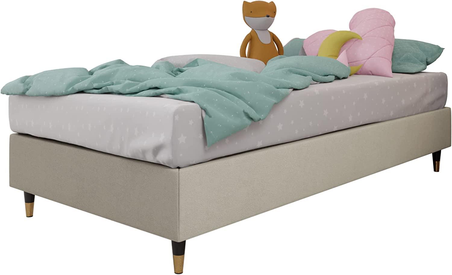 Boxspringbett Sauro Gold für Wandpaneel, Beige, 90 x 200 cm Bild 1