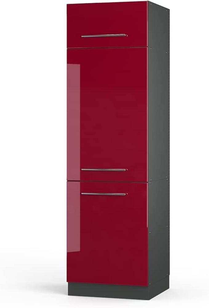 Vicco Kühlumbauschrank 60 cm Küchenschrank Hochschrank Küchenzeile Fame-Line (Bordeaux Hochglanz) Bild 1