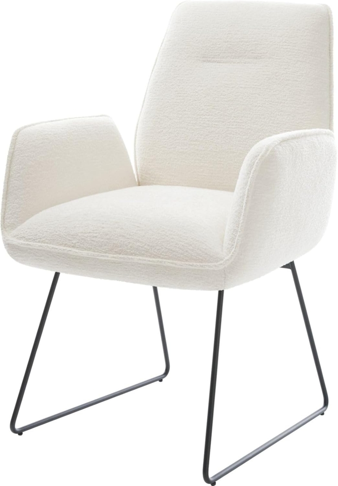 Esszimmerstuhl Zoa-Flex Bouclé Soft Beige Kufengestell Schwarz Taschenfederkern Bild 1