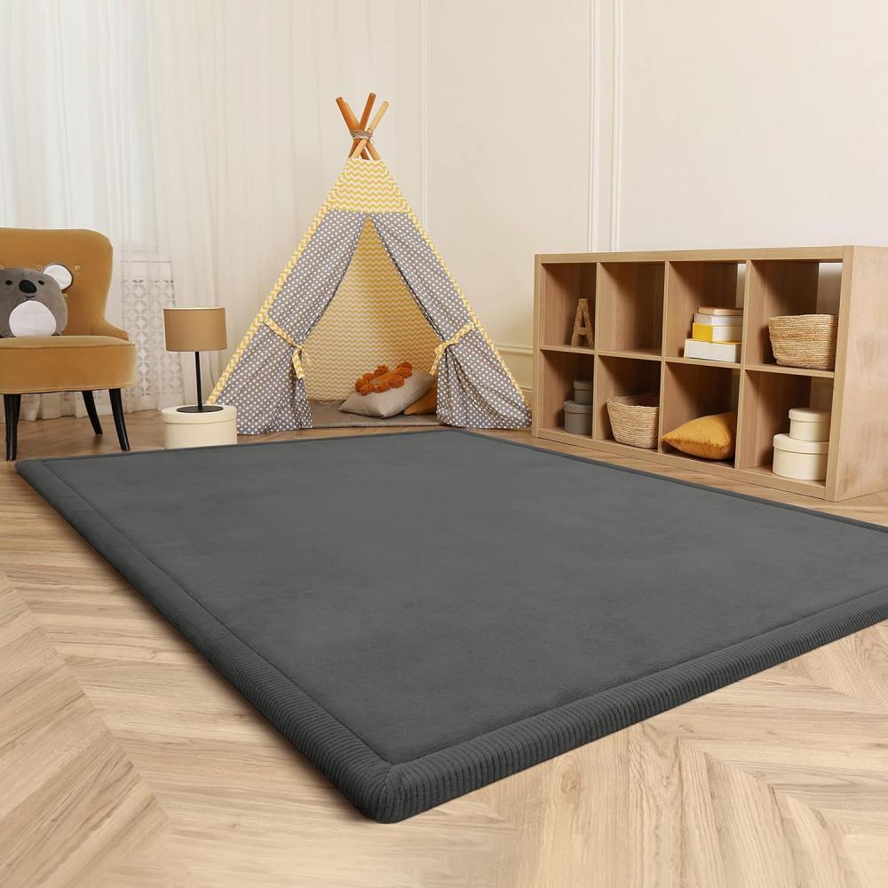 Paco Home Teppich Kinderzimmer Kinderteppich Baby Spielteppich Krabbeldecke Krabbelmatte Weich rutschfest Jungen Mädchen Deko, Grösse:160x220 cm, Farbe:Anthrazit Bild 1